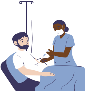 Nurse injecting patient through an IV
